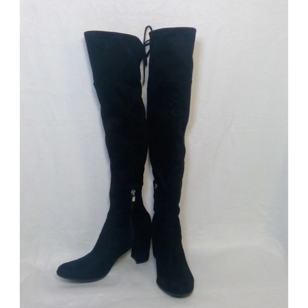 Marc Fisher Over the‎ Knee Boots Women's size 8.5 M Tie Back Detail Block Heel
